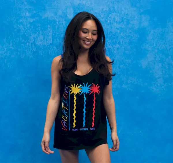 Vacation® Jazz Palms Black Sleeveless Shirt - Image 4
